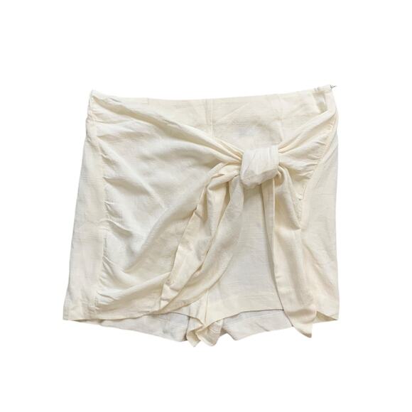 Mr. Buho Shorts Womens S Small White Cotton Tie Front Wrap Side Zip Wide Guazy - Picture 1 of 10